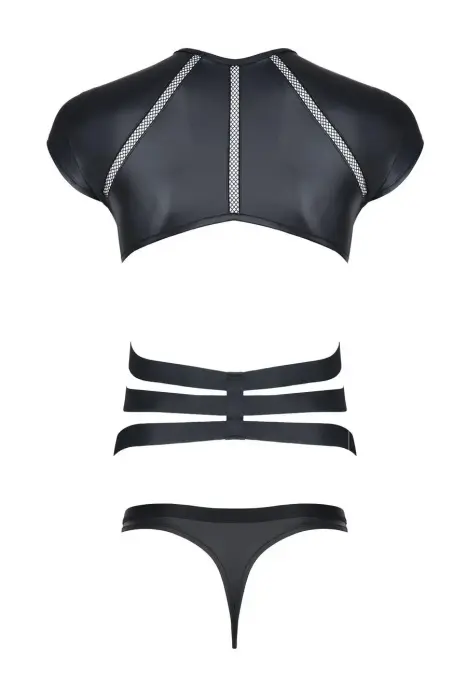 Meeste wetlook komplekt: T-särk elastsete rihmadega, stringid dekoratiivse paelaga eest - M Photo