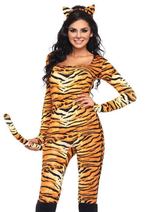 Wild Tigress catsuit kostiumo komplektas – oranžinis – M/L