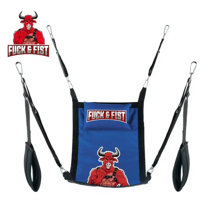 Fuck & Fist тканевый комплект поддерживающих ремней – синий/чёрный – 60x107 cm