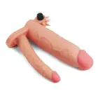 Add 3" Pleasure X Tender Vibrating Double Penis Sleeve – vibrējošs penisa paplašinātājs ar anālo dildo — Foto 4