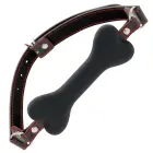 Darkness чёрный силиконовый кляп в форме кости с регулировкой – 14.8 cm — Фото 2