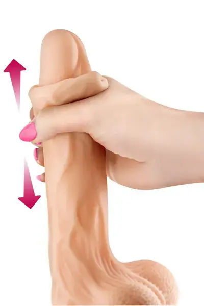 Реалистичный дилдо с подвижной крайней плотью и яичками – 20 cm (8″) – телесный