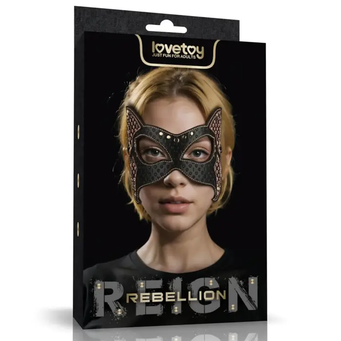 Rebellion Reign Cat Mask – PU cat mask with ears and rivets – gothic
