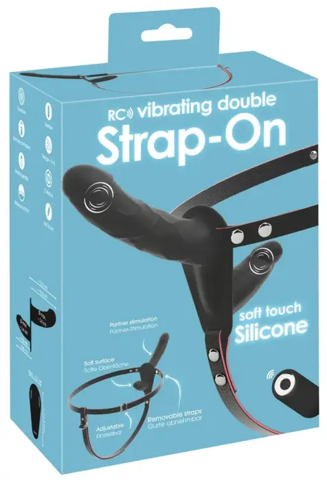 RC vibrējošs dubultais strap-on – 15.5 cm