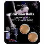 Secret Play Brazilian Balls masāžas eļļas lodītes – zemene un šampanietis – 2 gab. — Foto 1