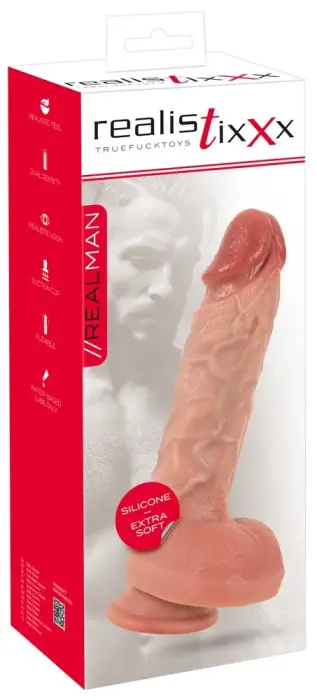 Realistixxx RealMan – dual-density silicone dildo with suction cup – 21.5 cm