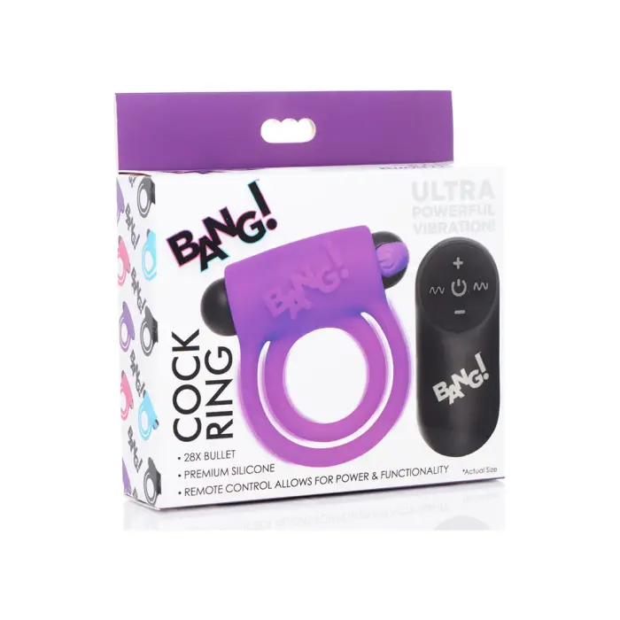Silicone Cockring and Bullet with Remote Control – Purple