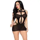 Opaque mini suknelė ir bodis su kaklo dirželiais – juodas – One Size — Nuotrauka 2