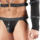 Svenjoyment Bondage vīriešu komplekts – īss tops, iejūgs, džoks, 4 aproces – melns – L — Foto 6