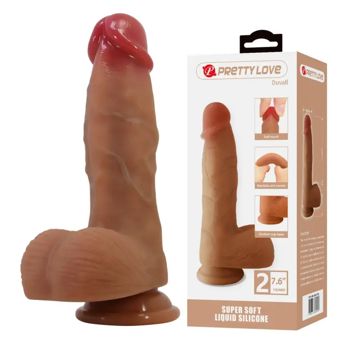 Pretty Love Dwell reālistisks dzīslains silikona dildo ar piesūcekni – 19.5 cm (7.6″) – Rozā