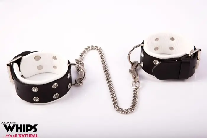 Leather Ankle Cuffs – White/Black