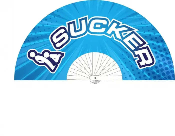 Sucker – decorative hand fan – blue – 64 cm