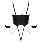 Cottelli BONDAGE ādas imitācijas bodijs ar saitēm – melns – XL — Foto 11