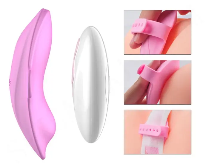 Rozā medicīniskā silikona strap-on vibrators – 10 vibrācijas režīmi Foto 10