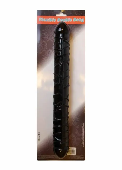 Elastīgs dubultais dildo – 33.5 cm (13.2″) – Melns Foto 5