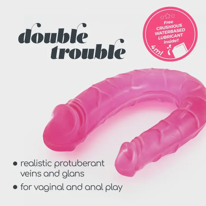 Double Trouble dubultais dildo – 27 cm (10.5″) – Rozā Foto 4