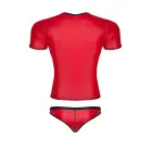 Vīriešu wet look T-krekls ar V-izgriezumu, brazīliešu biksīšu komplekts – sarkans – S Foto 7