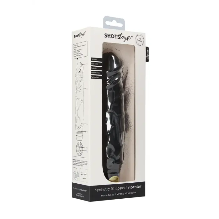 Realistiškas daugiagreitis vibratorius – 18 cm (7″) – juodas