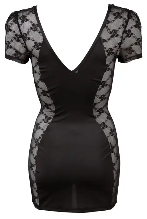 Прозрачное кружевное платье с молнией – чёрное – M Фото num