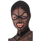 Bad Kitty Black Net Basque Set with Mask, Choker, and Flogger – S Photo
