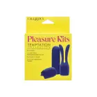 Pleasure Kits Temptation Collection – перезаряжаемая вибропуля + 2 силиконовые насадки – синяя — Фото 2