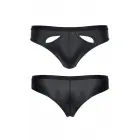 Vīriešu wet look brazīliešu biksītes ar atvērtu priekšpusi – melnas – L Foto 2