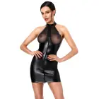 Noir Handmade – мини-платье из powerwetlook с халтером и прозрачными мерцающими чашками – чёрное – S — Фото 2