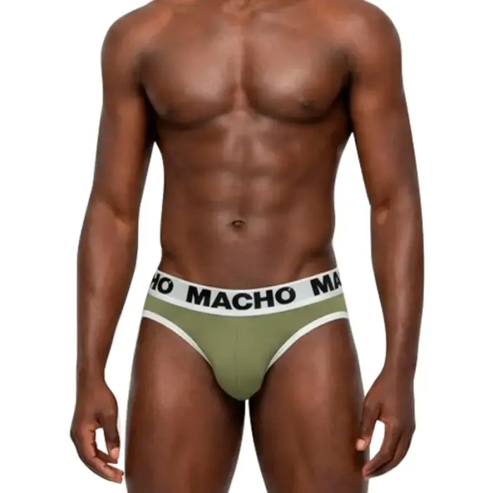 Macho MCH013 – classic men's briefs with push-up cup – military green – XL