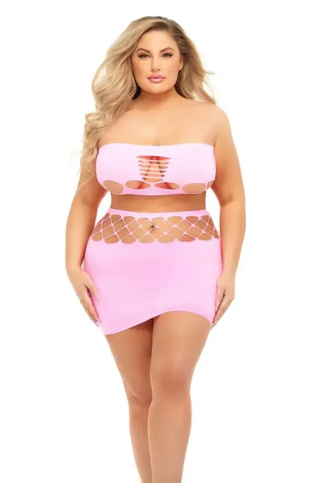 Net Worth – 2-piece bandeau set – pink – quick size adjustable