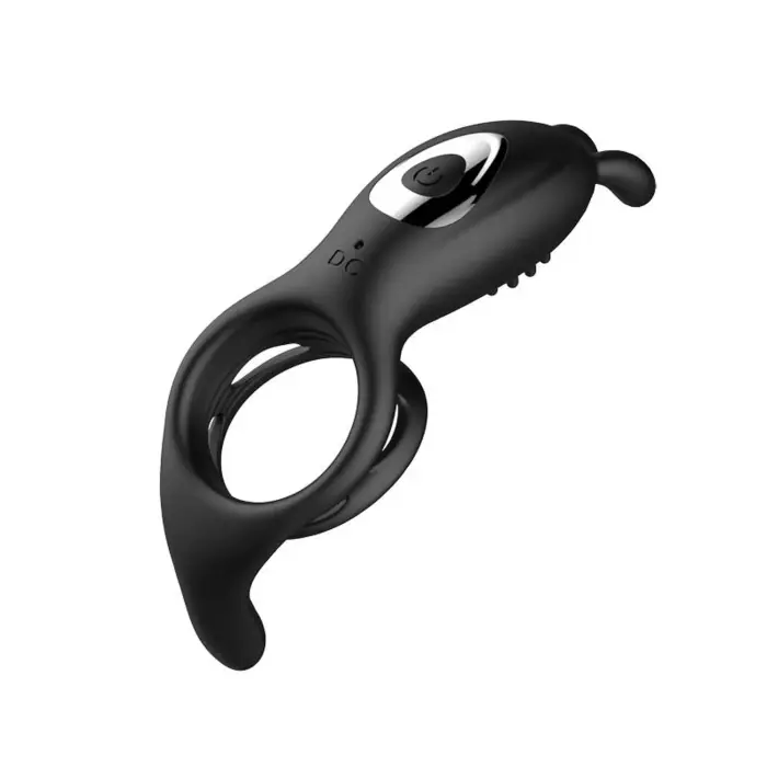 Rabbit Vibration Cock Ring with Remote – Black