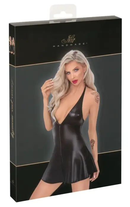 Noir Boudoir Stories Exclusive Halterneck Dress – Snakeskin/Wet Look – S