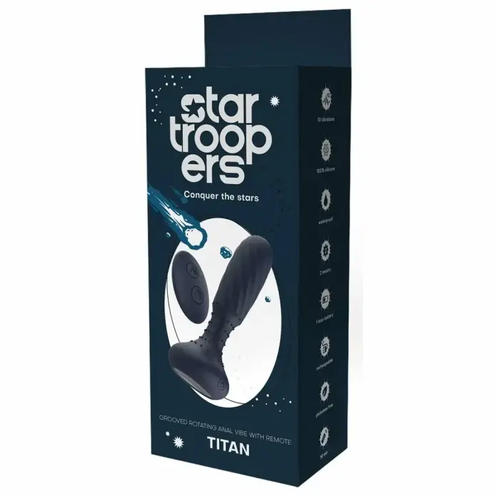 STARTROOPERS Titan – vibrating anal device with rotating beads and remote – black – 14.2 cm