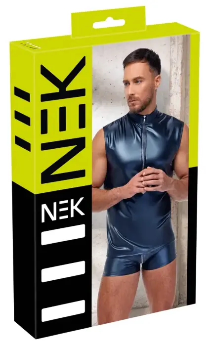 NEK Metallic Matte Sleeveless Shirt – Blue – S