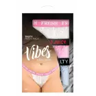 TASTY VIBES – 3 pāru mežģīņu stringu komplekts – daudzkrāsains – Q/S — Foto 1