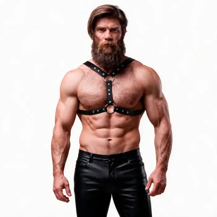 Fetish Submissive Attitude Eco-Leather Chest Harness for Men, Adjustable, Black