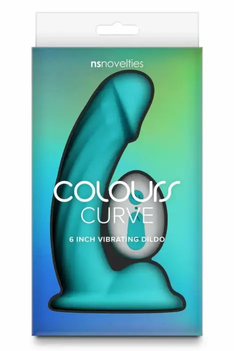 COLOURS CURVE – изогнутый вибратор – 10 режимов, пульт ДУ, силикон – бирюзовый – 15 см