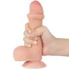 LoveToy Sliding Skin Dual Layer Dong – reālistisks dildo – TPE – miesas krāsa – 17,8 cm — Foto 4
