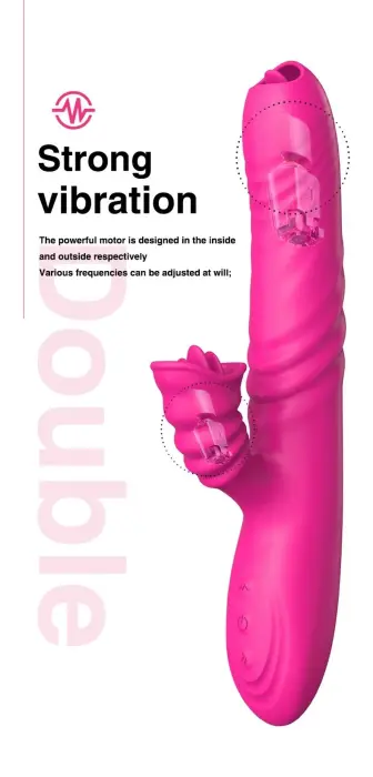 Angelia vibrators ar kustību, rotējošu vārpstu un mēles stimulatoru – 18 cm (7″) – rozā Foto 11