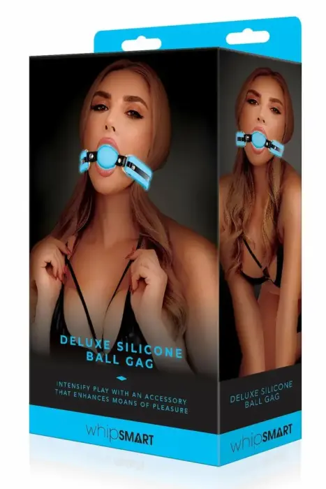 WHIPSMART Glow in the Dark Ball Gag – silicone – blue – glow-in-the-dark – adjustable strap