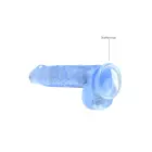 Reālistisks dildo ar sēkliniekiem un piesūcekni – 15 cm (6″) – Zils — Foto 4