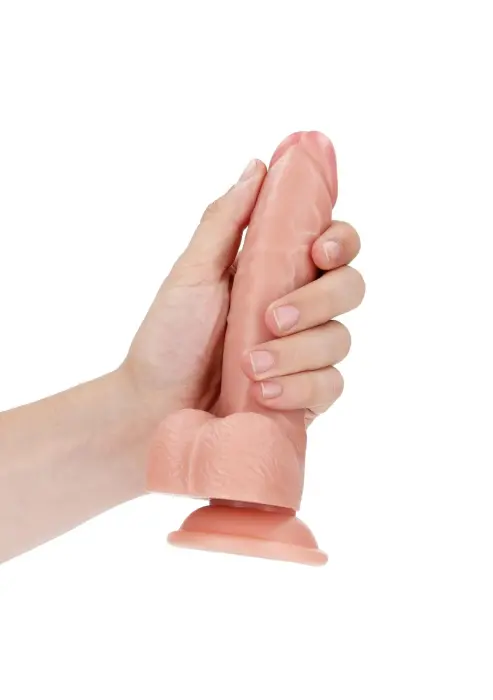 Išlenktas realistiškas dildo su sėklidėmis ir siurbtuku – 18 cm (7″) Photo