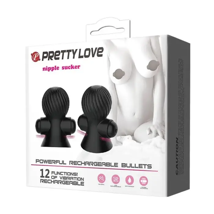 PRETTY LOVE - Vibrating Nipple Suckers - 12 Functions