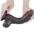 LoveToy Sliding Skin Dual Layer Dong – реалистичный двухслойный фаллоимитатор – TPE – чёрный – 20,3 см — Фото 5