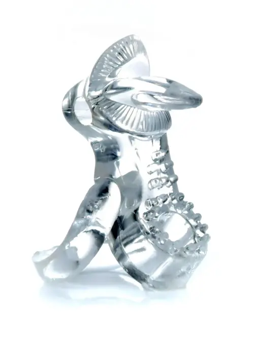 Vibrējošs dzimumlocekļa gredzens ar mēles stimulatoru – caurspīdīgs Foto 7