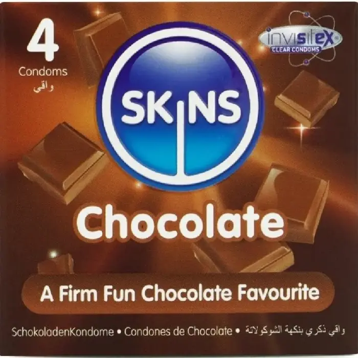 Skins Chocolate prezervatīvi ar garšu – 4 gab.