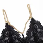 Strappy Three Piece Lace Cut-out Set with Chains – Black – L/XL — Photo 5