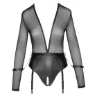 Cottelli BONDAGE bodis su kojinių dirželiais ir rankinėmis – juodas – XL — Nuotrauka 6