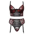 Cottelli CURVES Longline Bra & Suspender Thong Set – Black/Red – 95C/2XL — Photo 8