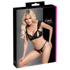 Cottelli LINGERIE кружевной бюстгальтер с разрезами и открытые стринги с цепочками – чёрный – 90B/XL — Фото 1
