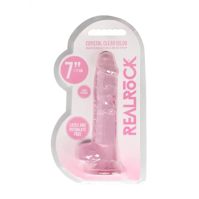 Reālistisks dildo ar sēkliniekiem un piesūcekni – 18 cm (7″) – rozā